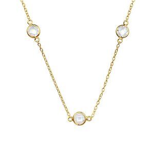 14k Gold Vermeil 3 Crystal Stations Necklace